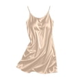 thumbnail image 5 of Yangnuo Women's Satin Slip Nightgown with Built-in Cups, Scoop Neck Spaghetti Strap Mini Loungewear Dress, 5 of 5