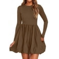 thumbnail image 1 of Vestido PRETTYGARDEN 2025 Casual de Manga Larga Mini Marrón Talle S, 1 of 8