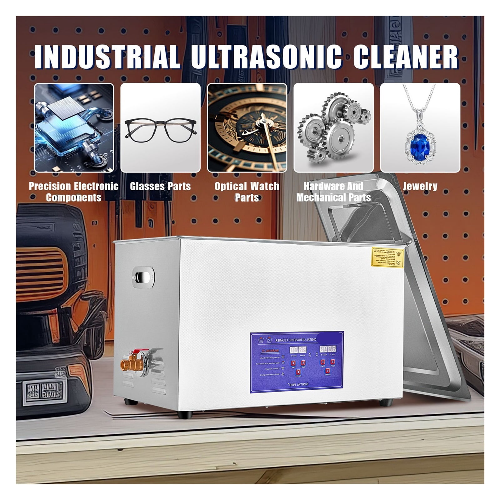 Ultrasonic Cleaner  2L 3L 6.5L 10L 15L 30L with Digital Timer Heater, Stainless Portable Washing Machine Home Appliance