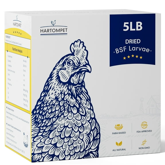 HARTOMPET 5LB Dried Black Soldier Fly Larvae - 100% Natural Laying Chicken Feed & Poultry Supplement