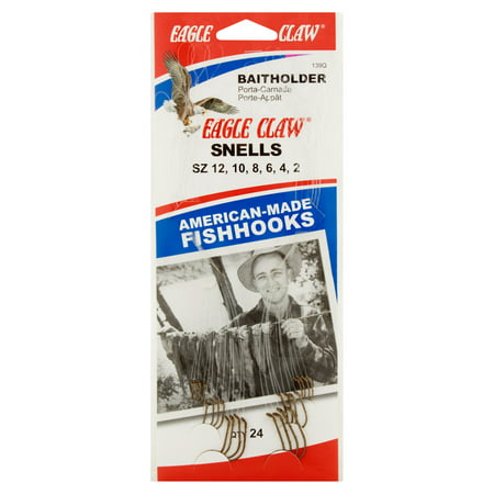 Eagle Claw Bait Holder Snells Fish Hooks, 24