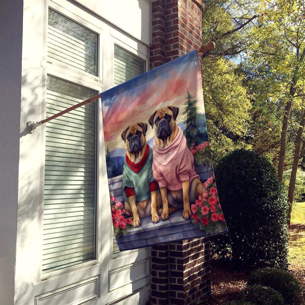 Bullmastiff Two Hearts House Flag 28 in x 40 in