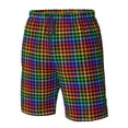 thumbnail image 4 of Sikiie Rainbow Houndstooth Print Men's Beach Shorts, High Elastic Quick-drying Shorts - with Drawstring and Slip Pockets, Suitable for Beach, Sports, Vacation-Large, 4 of 6