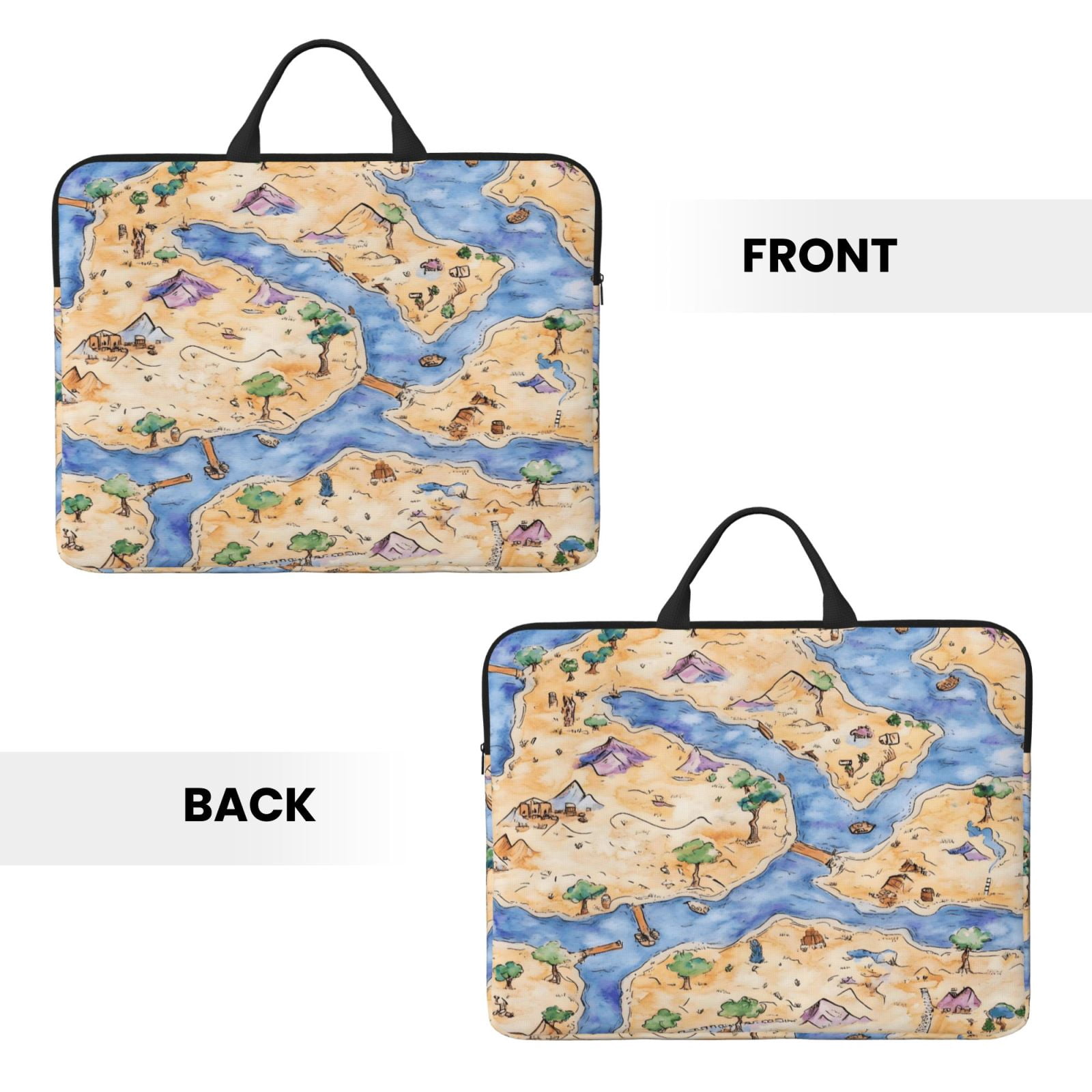 Laptop Sleeve Bag For Women Men 14inch Waterproof Durable Protective Computer Carrying Cover Handle Laptop Case Bag Game Map