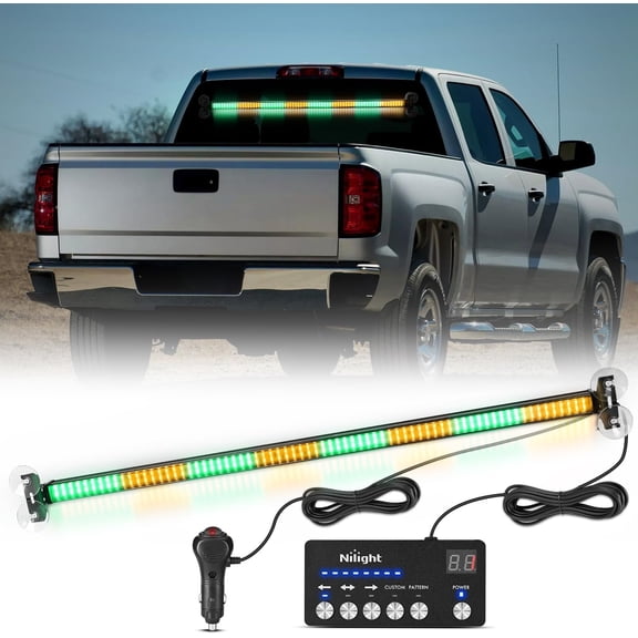 Nilight 144LED Vehicle Safety Light Bar with Controller, Amber Green Warning Lights for Off-Road & Work Vehicles