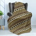 thumbnail image 4 of Safari Soft Flannel Fleece Throw Blanket, Style Geometrical Pattern with Wild Animals in Horizontal Line Art, Cozy Plush for Indoor and Outdoor Use, 50" x 70", Black and Brown, by Ambesonne, 4 of 5