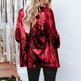thumbnail image 4 of Sopiago Women's Blazer Sequin Jacket Casual Long Sleeve Glitter Party Shiny Lapel Coat Rave Outerwear Red,M, 4 of 7