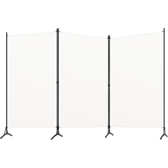 White Room Divider Fabric Screen Panels - Freestanding Partition, Adjustable Folding Privacy Dividers for Bedroom, Wall, Temporary Space Separation - 102.4"x70.9"