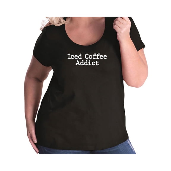 Iced Coffee Addict Womens Plus Size Scoopneck Tee