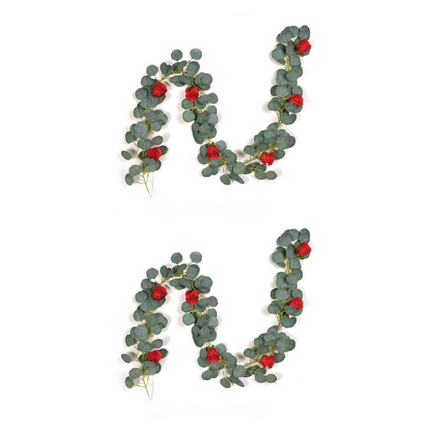 sweethay Colgante de simulación de guirnalda de rosas de hoja de eucalipto artificial de 2 m Type2 NO2