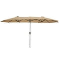 thumbnail image 4 of 15x9ft Large Heavy-Duty Rectangular Outdoor Twin Patio Market Umbrella ,Easy Crank Lift (Taupe), 4 of 7