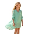 thumbnail image 2 of Teen Cover Ups for Swimwear Girls Crew Neck Green Chiffon Beach Cover Up Chiffon Dress Girls Swimsuit Cover Up Size 12-13 Years, 2 of 9