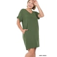 thumbnail image 2 of TheLovely Women & Plus Rolled Short Sleeve V-Neck Midi Trapeze Tunic Dress, 2 of 2