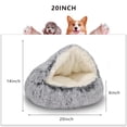 thumbnail image 2 of Cama redonda para gatos ShinHye, de felpa, esponjosa, con capucha, cueva, impermeable, 2 of 7
