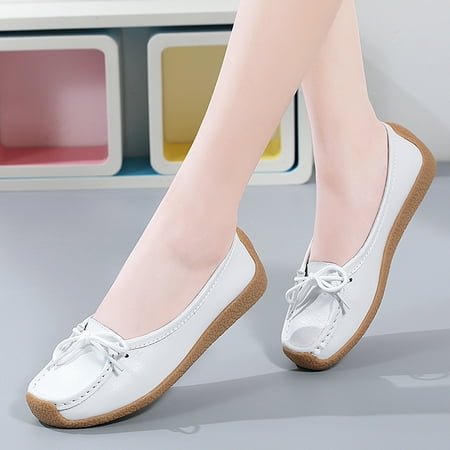 

Women‘s Bowknot Slip On Loafers Solid Color Round Toe Non-alip Soft Sole Shoes Low Top Walking Shoes