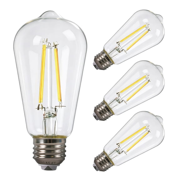 Energetic ST18 Filament LED Light Bulb 6.5W 60W Equivalent 750LM 3CCT Selectable 2700K/3500K/5000K E26 with Hidden Switch Dimmable Vintage Edison Light Bulb 4-Pack