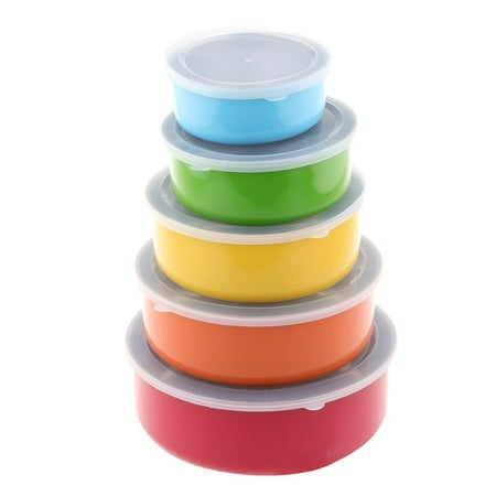

Set of 5 Stainless Mixing Bowl w/ Airtight Lids Flat Base Convenient Storage