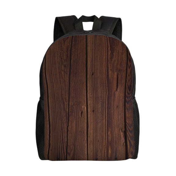 Horeoi Vintage Wood Print Waterproof 600D Oxford Laptop Backpack for School Travel Work - Lightweight Durable Bag with Adjustable Straps