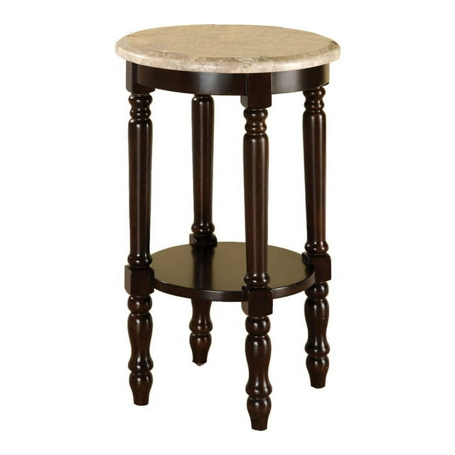Furniture of America Donovan Traditional Wood Round End Table in Dark Cherry