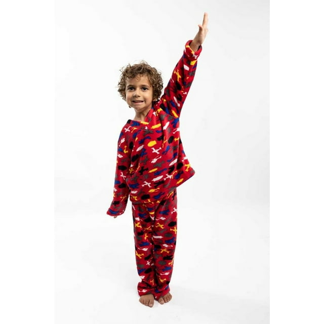 Pijama para niños aviones, afelpada, suave y calientita