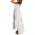 thumbnail image 2 of Yunliwuli Women's Summer Long Dress Solid Color Sleeveless Tiered Pleated Boho Beach Flowy Dress, 2 of 10
