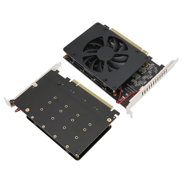 Tarjeta Nvme Raid, Alta Velocidad 4x32Gbps LED Suave M.2 Adaptador PCIe Resistente Duradero Con Ventilador de Enfriamiento para Computadora para