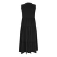 thumbnail image 5 of Summer Dresses for Women 2025, Women's Fashion Casual Solid Color V-Neck Pullover Sleeveless Pullover Long Dress(Black,S), 5 of 8