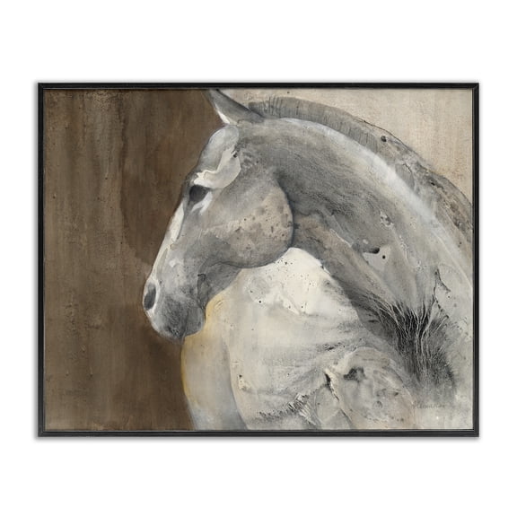 Stupell Industries Farmhouse Horse Portrait Looking Back Black Framed Giclee Art, 20 x 16, by Albena Hristova