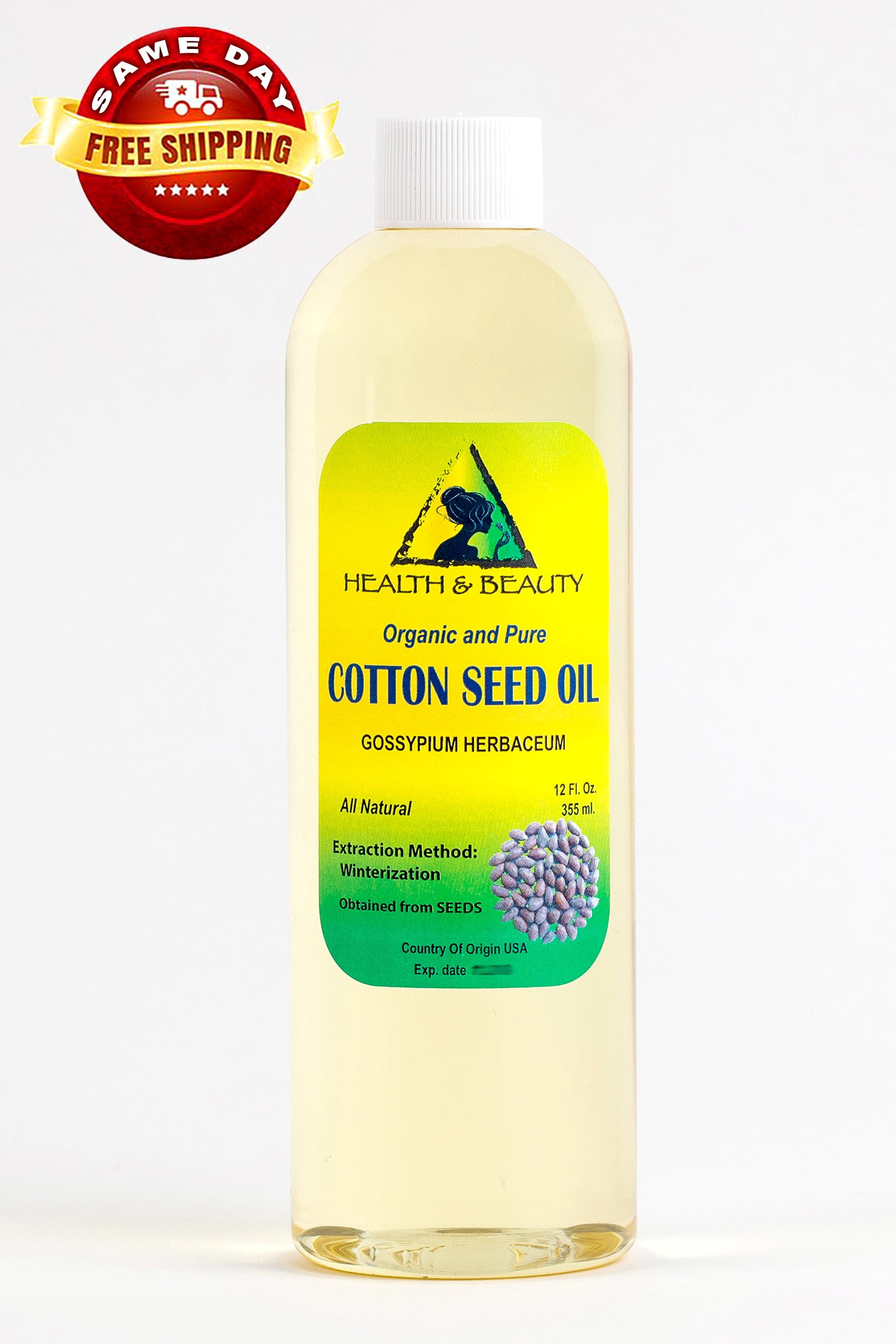 COTTON SEED OIL ORGANIC CARRIER COLD PRESSED WINTERIZED NATURAL PURE 12 OZ