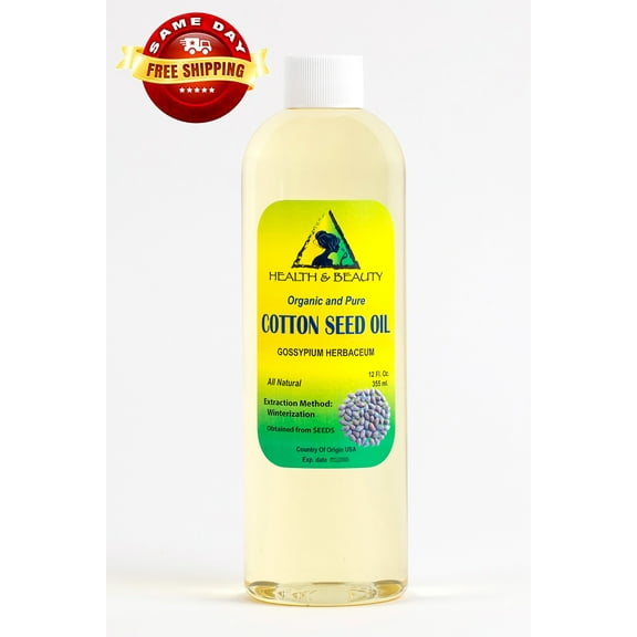 COTTON SEED OIL ORGANIC CARRIER COLD PRESSED WINTERIZED NATURAL PURE 12 OZ