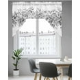 thumbnail image 5 of Black Grey Eucalyptus Leaves Kitchen Curtains Swag Valance for Windows/Bathroom/Cafe, Spring Summer Botanical Floral Rod Pocket Drape Panel Swag Curtains Valance for Bedroom/Living Room 56"x36", 5 of 6