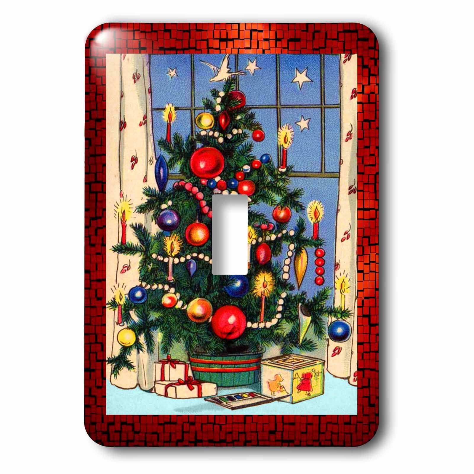 3dRose Old Fashion Christmas Tree Single Toggle Switch (lsp_8031_1