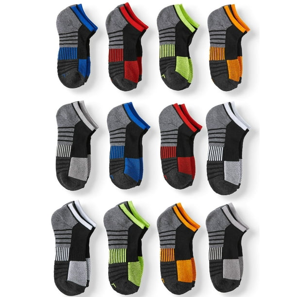 Athletic Works - Athletic Works Boys No Show Socks, 12-Pack, Sizes S-L ...