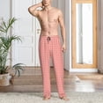 thumbnail image 2 of Logiee Houndstooth With Red And White Print Pajama Pants for Men,Men’s Pajama Bottoms,Mens PJ Pants with Pockets & Button Fly-Small, 2 of 6