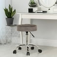 thumbnail image 2 of Hillsdale Furniture Nora Tufted Backless Adjustable Metal Vanity/Office Stool, Gray Velvet, 2 of 8
