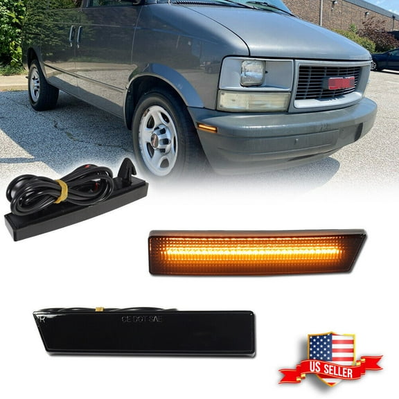 GTINTHEBOX Smoked Front Amber LED Side Marker Lights For 1995-2005 Chevy Astro / GMC Safari Van