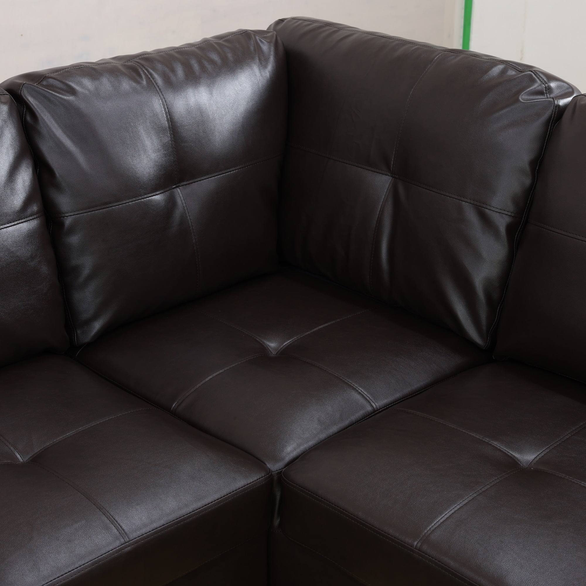 Hommoo Sectional Sofa, Free Combination Sectional Couch, Small L Shaped Sectional Sofa, Modern Sofa Set for Living Room, Brown(Without Ottoman)