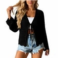 thumbnail image 2 of Yijfswar Women Front Cardigan Crochet Hollow Out Long Sleeves Summer Cardigans Beach Swim Cover Up, 2 of 5