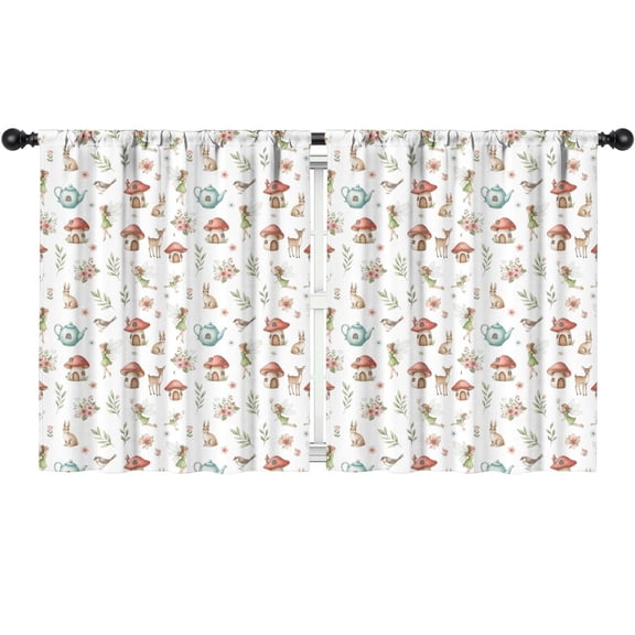 Blackout Kids Curtains,White Forest Fairy Pattern Childrens Insulated Curtains Set Of 2,Bedroom Essentials,Toddler Room Decor 52"x63"