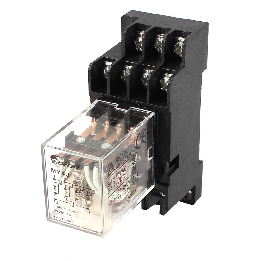 uxcell 14 Pin MY4J 5 Amp 240VAC/28VDC AC 6V Coil 4PDT General Power Relay with Base Socket