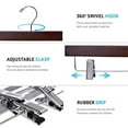 thumbnail image 5 of Quality Hangers Wooden Pants Hangers - 20-Pack Swivel Hook Cloth Hanger Set - Lotus Wood Skirt, Pant, Shorts and Slack Hangers with Adjustable Clip (Walnut - Chrome Hook, 20), 5 of 6