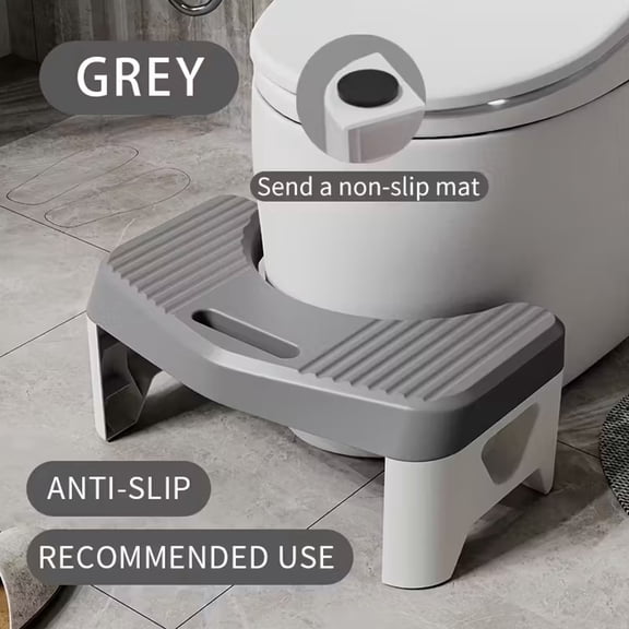 FORICOM Bathroom Toilet Stool- 6.7" Gray, Poop Stool Squat Adult, Non-Slip Potty Stool for Pooping, Portable Toilet Step Foot Rest for Bathroom