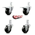 thumbnail image 2 of 3 Inch Hard Rubber Swivel 3/4 Inch Square Stem Caster Set 2 Total Lock Brakes, 2 of 2