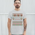 thumbnail image 3 of Tee Hunt Meowy Christmas T-Shirt Ugly Sweater Cat Lover Funny Xmas Men's Tee, Ash Gray, Large, 3 of 5