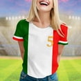 thumbnail image 2 of WEIYLL Womens T-Shirts European Cup Italy Printed Patchwork Black Blouse Sizes M, 2 of 4