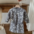 thumbnail image 4 of Huowey Fall Girls Outfit Sweater Suit Knitted Jacquard Bow Embroidery Crewneck And High Waist Pants Two Piece Winter Warm Outwear Girls Cute Clothing Set,Grey,12-18 Months, 4 of 4