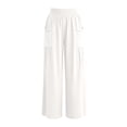 thumbnail image 3 of RUTAYY Women's Pants High Waist with Pocket Solid Color Casual Everyday Wear Breathable Loose Fit Relaxed Holiday Trousers, 3 of 7