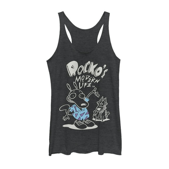 Women's Rocko's Modern Life Snazzy Shirt  Racerback Tank Top Black Heather Medium