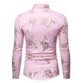 thumbnail image 1 of Pompotops Chemise de Soirée Homme Boîte de Nuit Dorée Imprimée 3D Rose Ajustée en Solde, 1 of 3