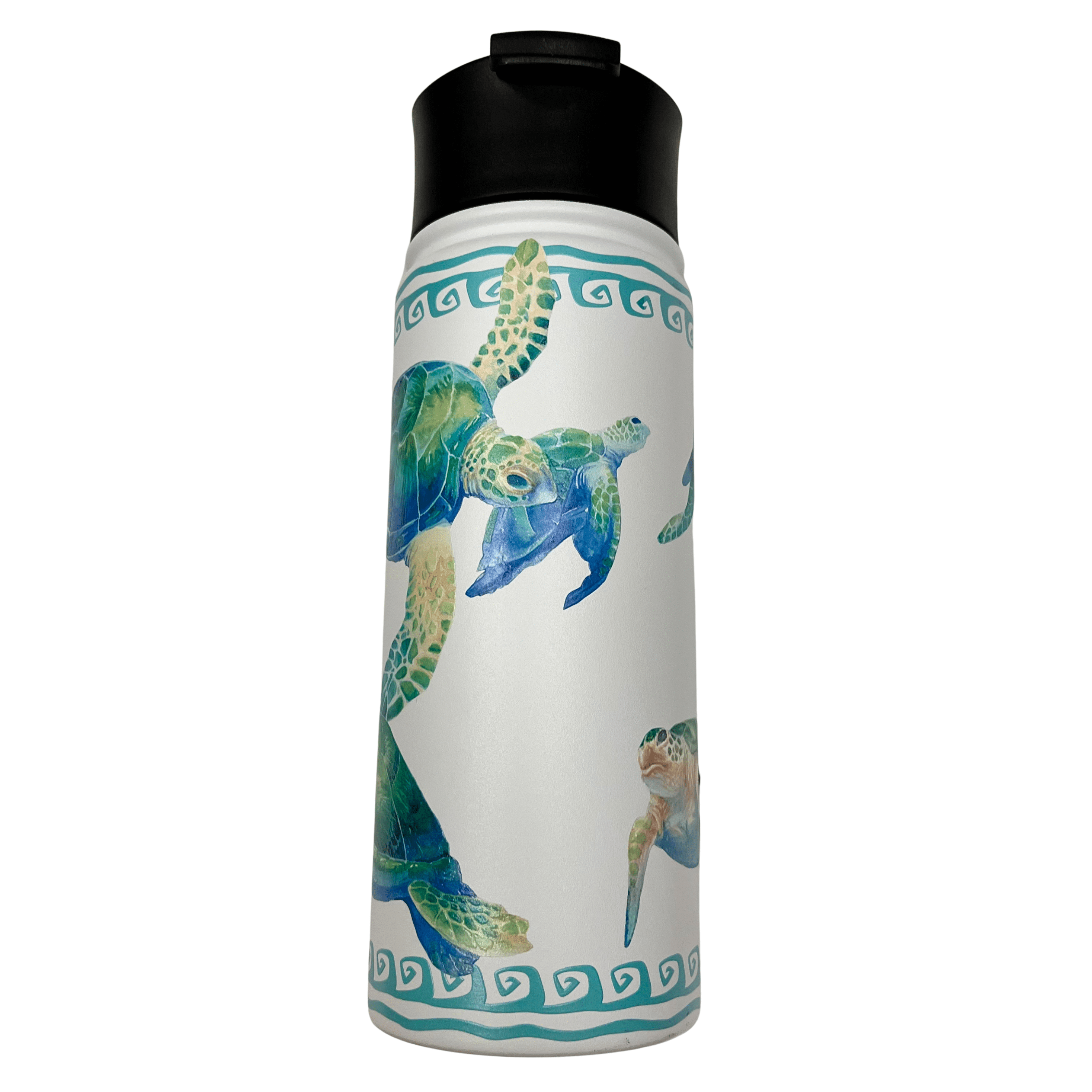 Island Heritage Hawaii Style Island Flask Tumbler Swimming Honu Turtle White